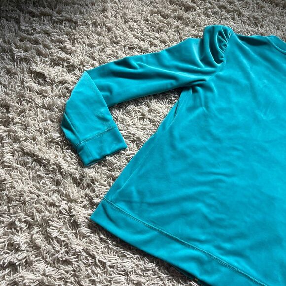 Lilly Pulitzer Jacket Women M Teal Velour Full Zip Puff Sleeve W Pockets - Picture 12 of 12